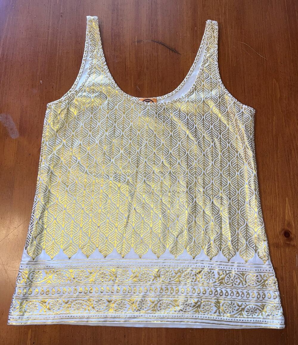 Tory Burch Metallic Gold Tank Top Sz S EUC